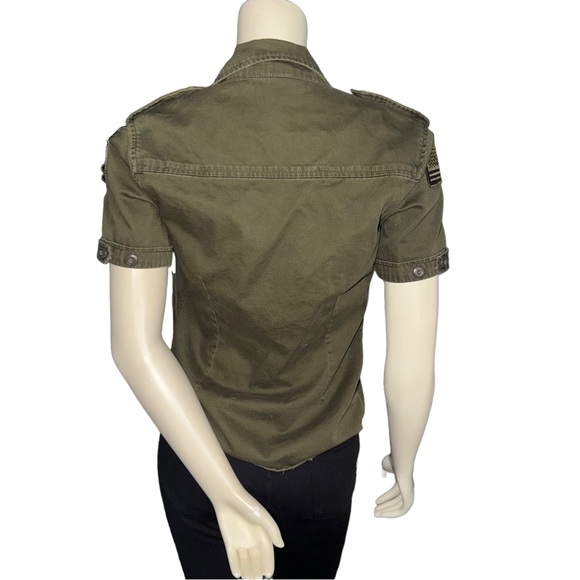 Free Base Vintage Green Olive Short Sleeve US ARMY Blouse Size L - Picture 10 of 16